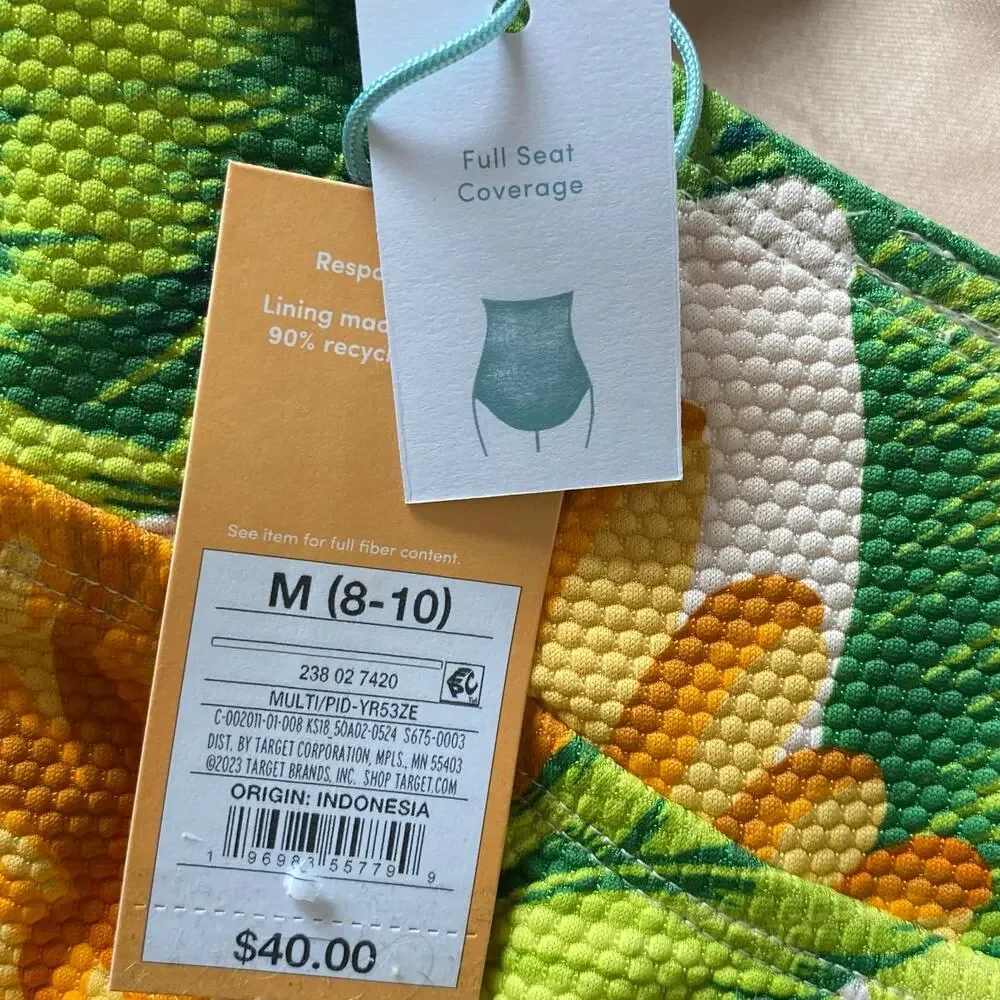 NEW KONA SOL Tropical Print Strapless Full Coverage One Piece Swimsuit Medium - Picture 3 of 3